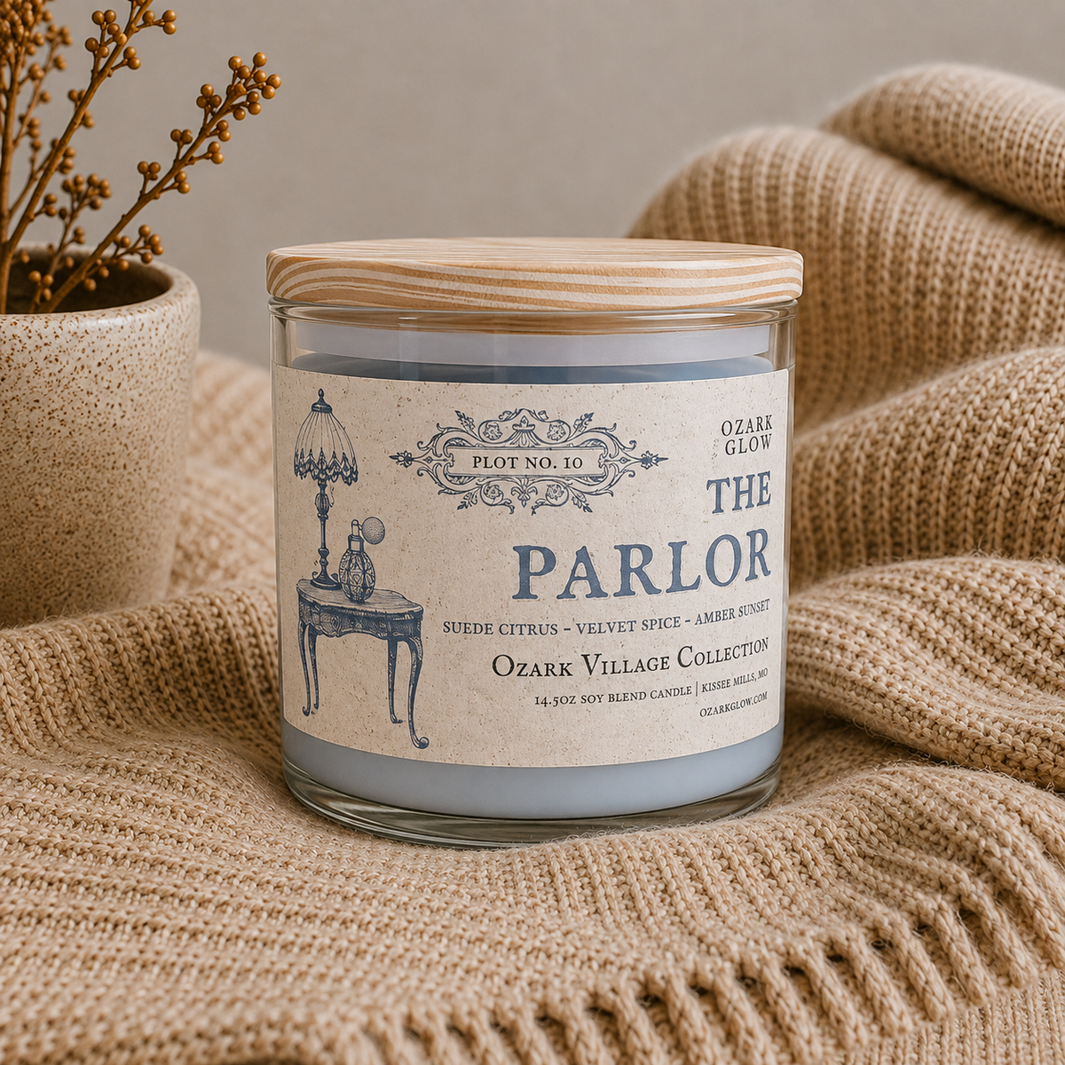 Plot # 10 The Parlor | Ozark Village Collection 3-Wick Candle