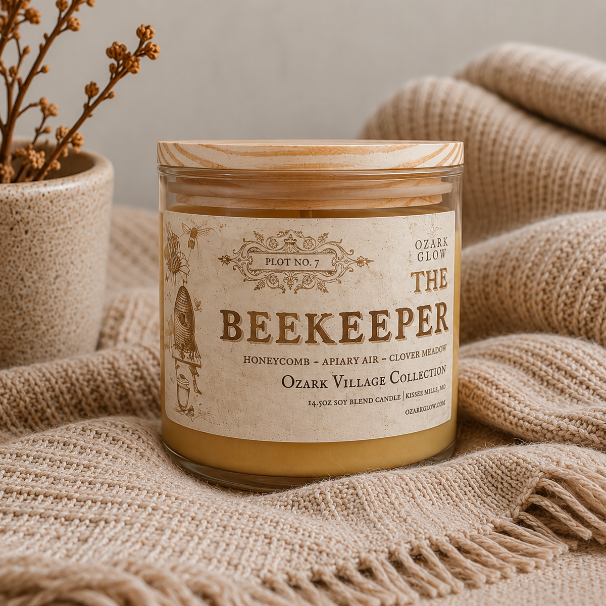 Plot #7 The Beekeeper | Ozark Village Collection 3-Wick Candle