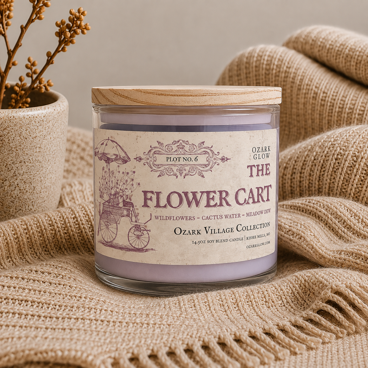 Plot #6 The Flower Cart | Ozark Village Collection 3-Wick Candle