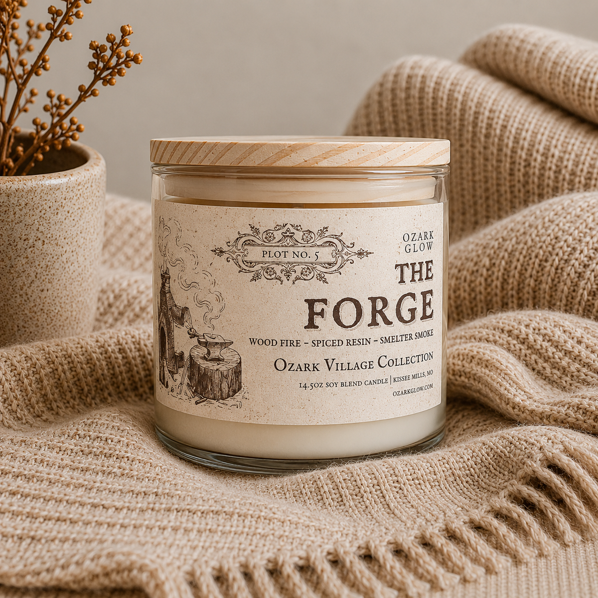 Plot #5 The Forge | Ozark Village Collection 3-Wick Candle